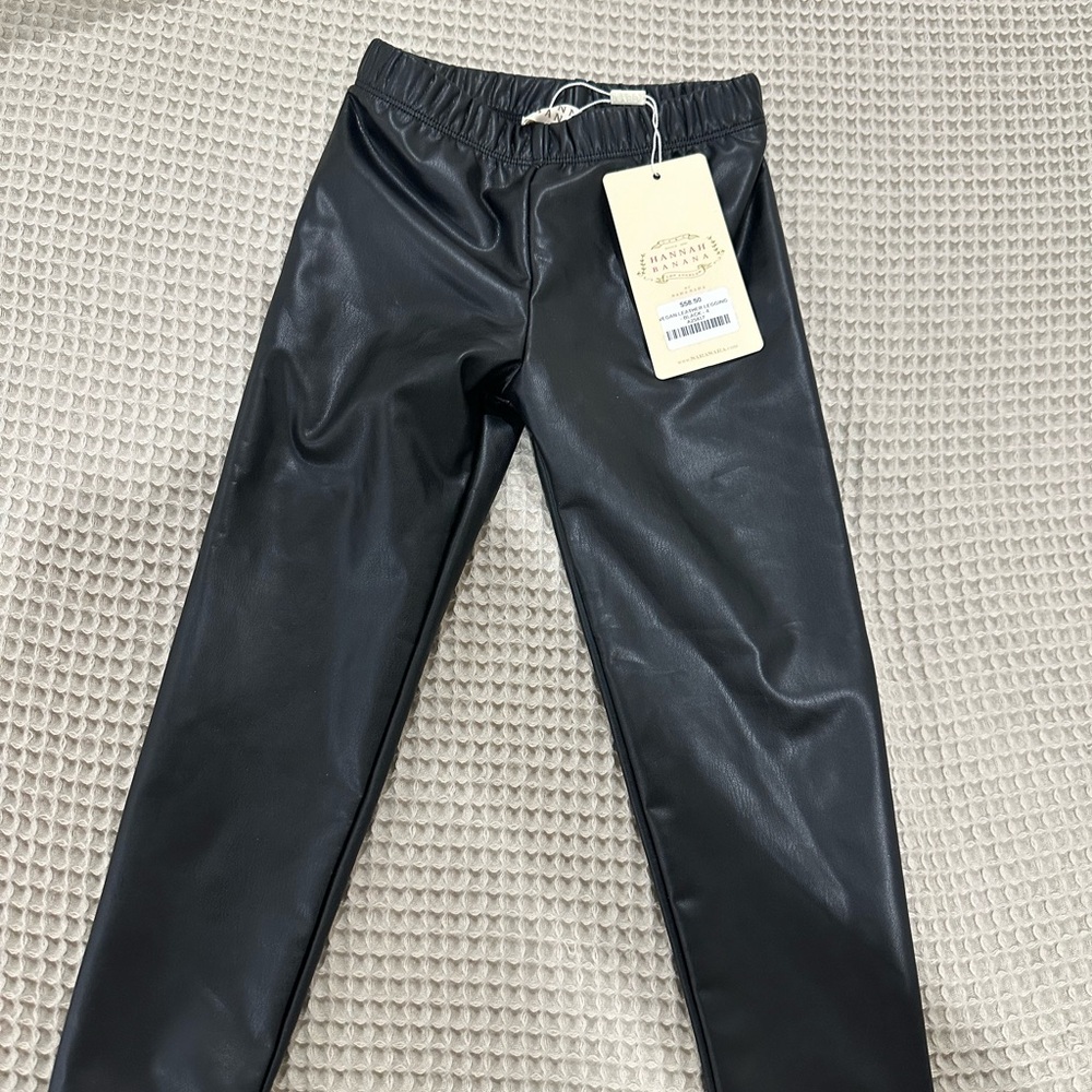 NAT Hannah Banana vegan leather leggings girls black 4T